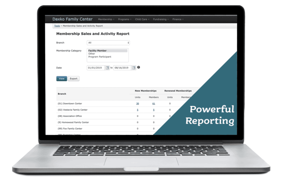 screenshot of Daxko Operations